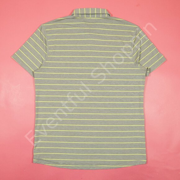 Lululemon Rival Polo Shirt Mens XL Gray Striped Short Sleeve Vitasea Fabric - Picture 3 of 5